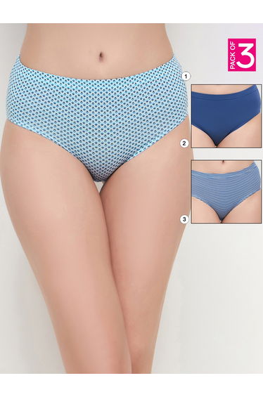 Set of 3 - Mid Rise Hipster Panties with Inner Elastic