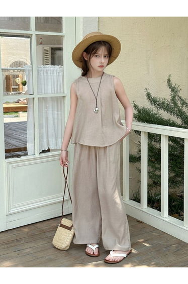 Girls Sleeveless Top and Wide Leg Pants Set