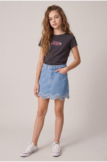 Anthracite Slogan Knitted T-Shirt Tkdss26Ts00071