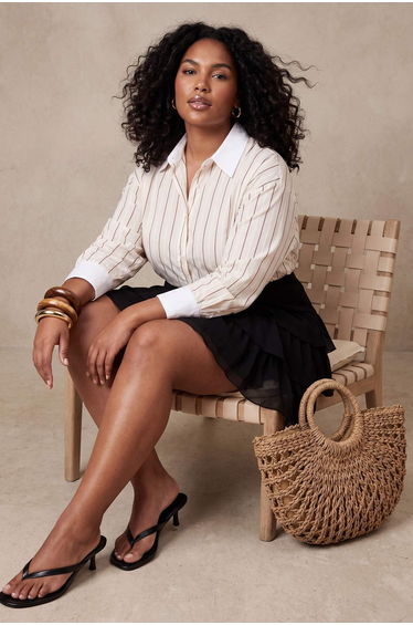 White-Multicolor Striped Textured Shirt