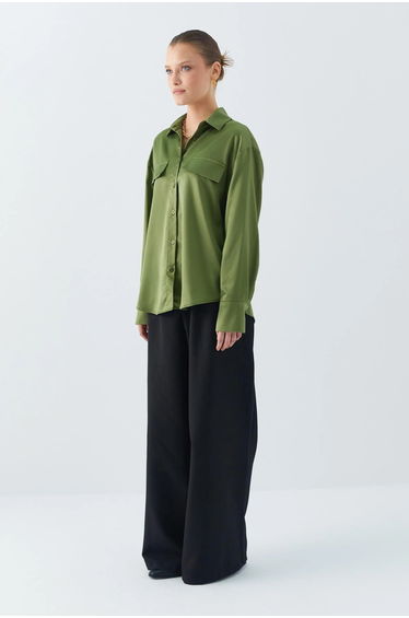 Mixray Satin Shirt with Pocket Detail
