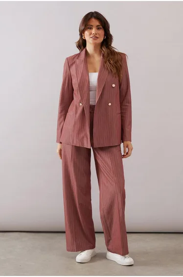 Double Breasted Pinstripe Blazer