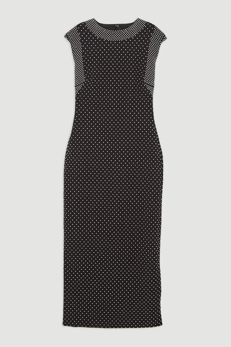 فستان ميدي جيرسية مزين بقطع معدنية - 3