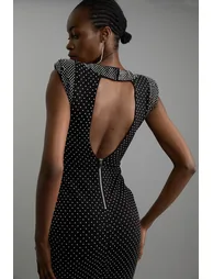 فستان ميدي جيرسية مزين بقطع معدنية - 2