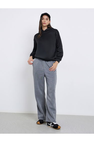 Women Grey Straight Fit Solid Joggers