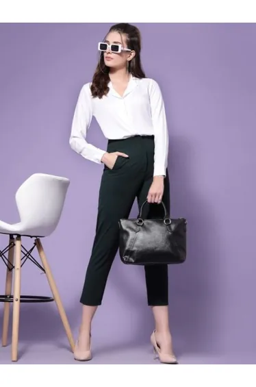 بنطلون رسمي أخضر قصة واسعة