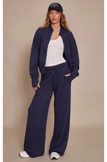 Navy Acid Wash Drawcord Cuff Jogger