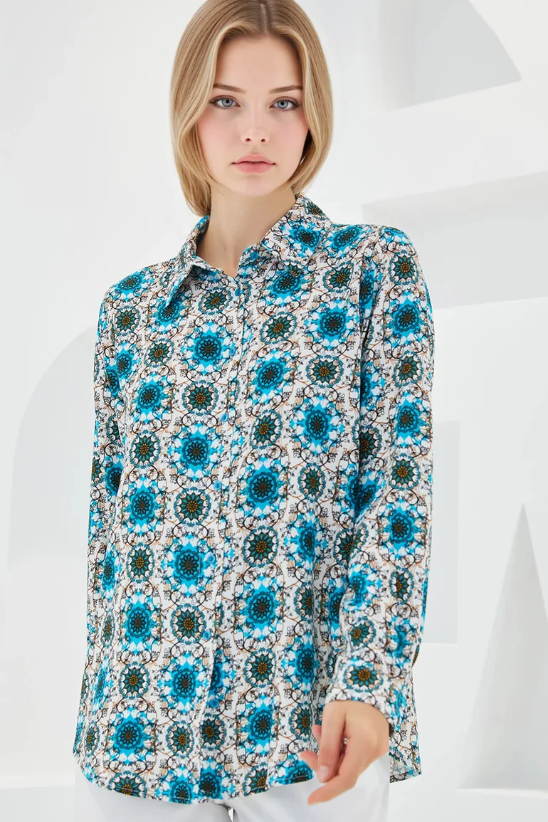 BDART Patterned Long Sleeve Shirt with Button Closure