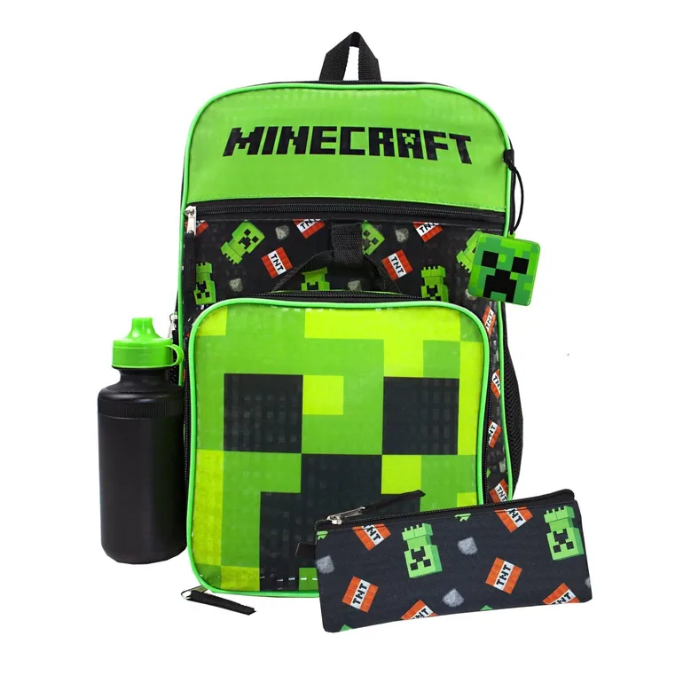 Minecraft TNT Creeper Backpack Set (Pack of 5) - Black/Green