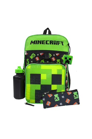 Minecraft TNT Creeper Backpack Set (Pack of 5) - Black/Green