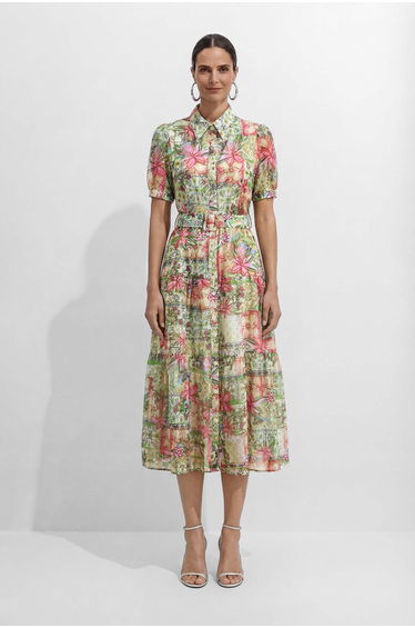 Pretty Little Plans Multi Floral Print Short Sleeve Midi Dress