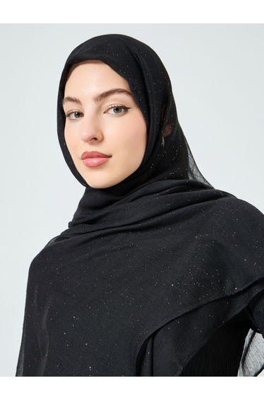 Black Embellished Textured Hijab