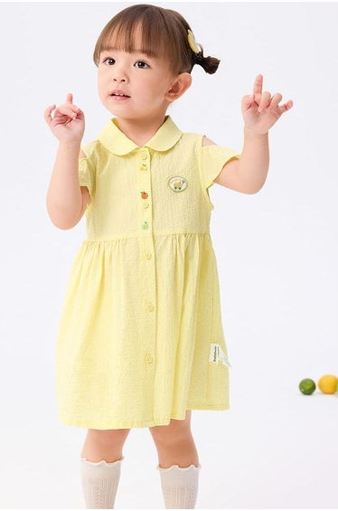 Girls' Short Sleeves Dress With Embroidery