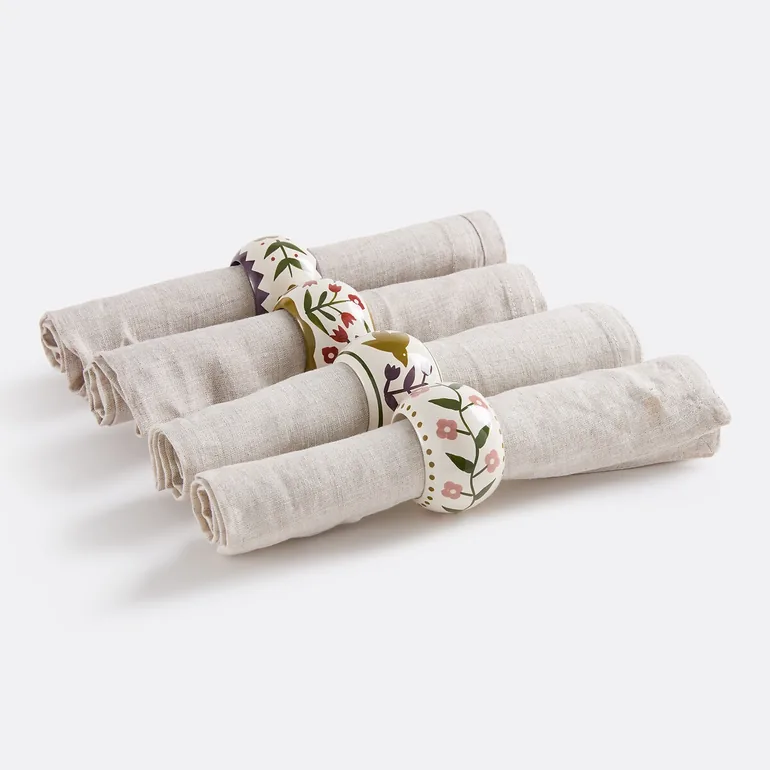 Set of 4 Anselme Mango Wood Napkin Rings - 1