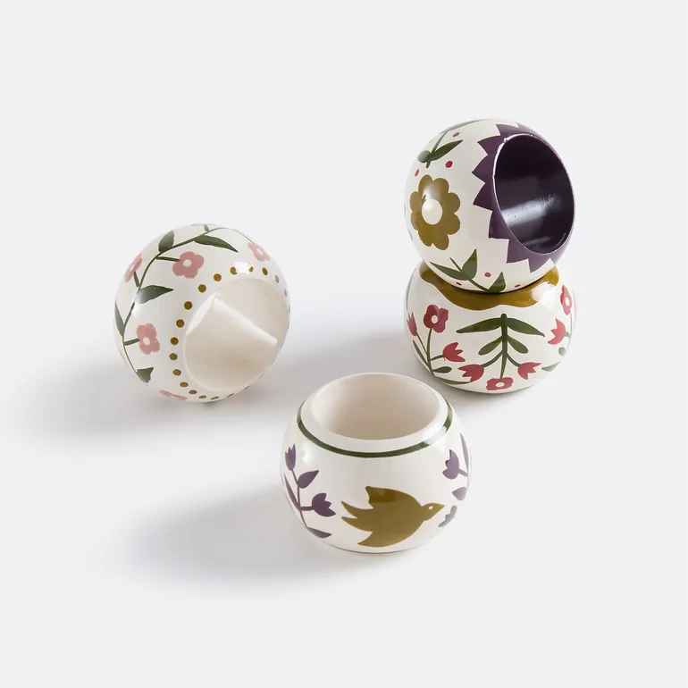 Set of 4 Anselme Mango Wood Napkin Rings