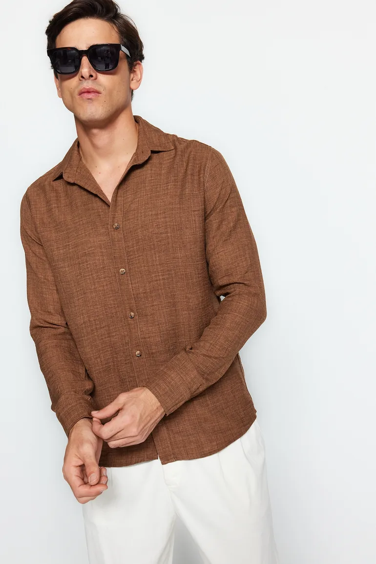Brown Men's Regular Fit Shirt - 1