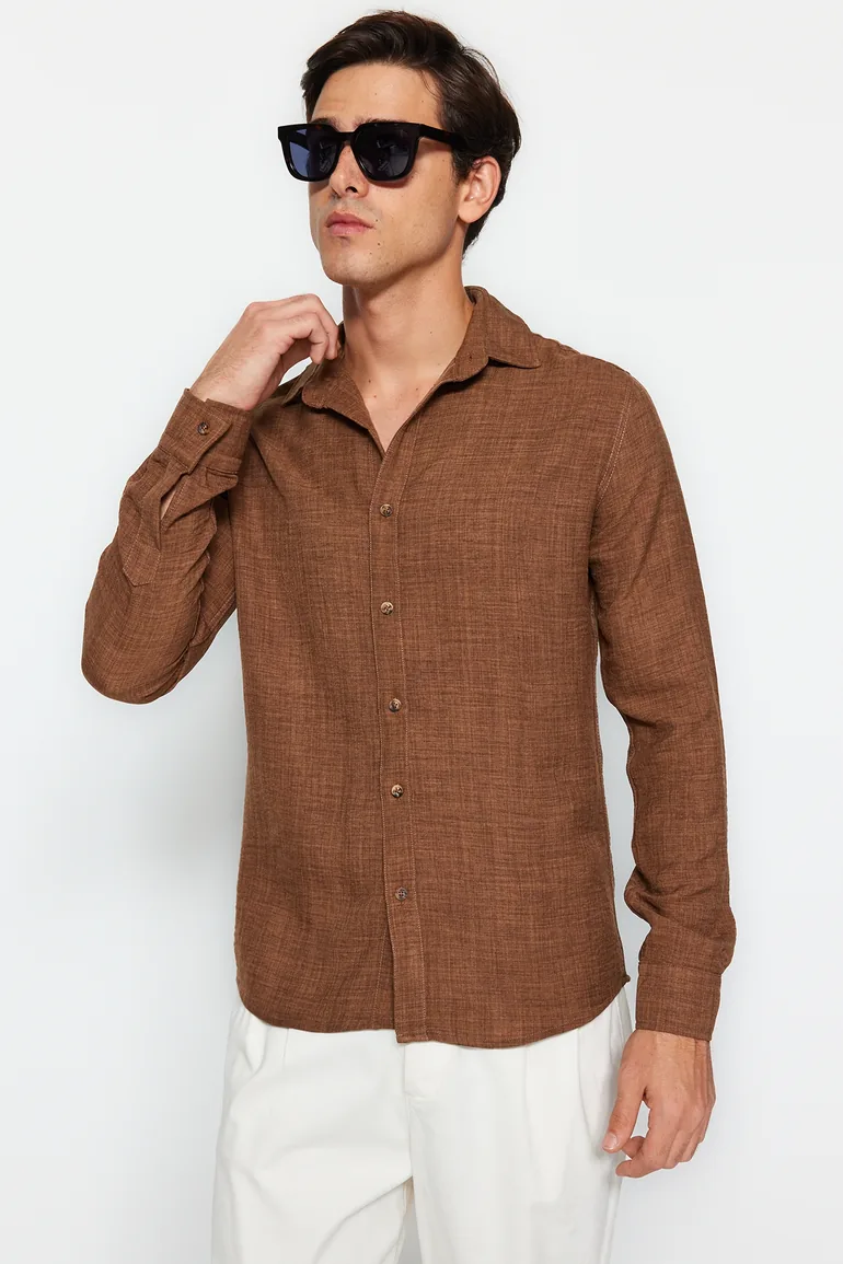 Brown Men's Regular Fit Shirt - 3