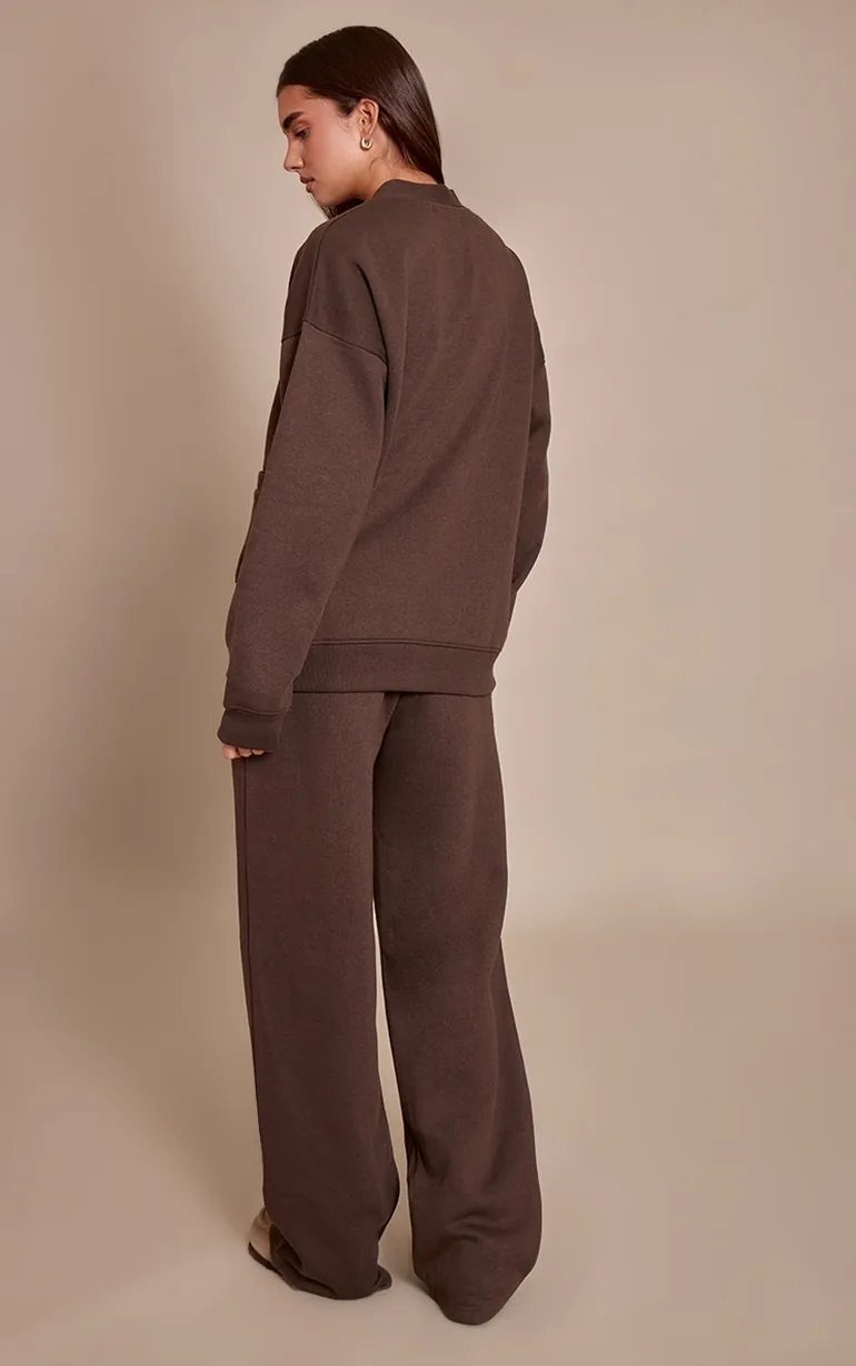 بنطلون رياضي بأرجل عريضة برباط شد - بني - 2