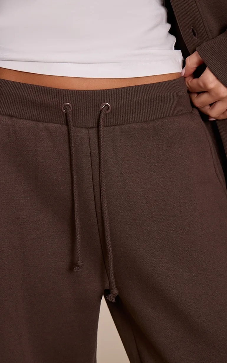 بنطلون رياضي بأرجل عريضة برباط شد - بني - 3