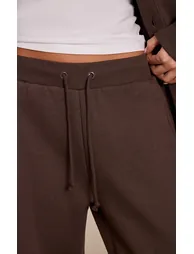بنطلون رياضي بأرجل عريضة برباط شد - بني - 3