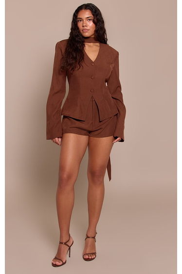Shape Chocolate Tailored Button Through Fitted Blazer