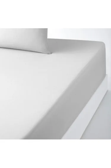شرشف سرير بولي قطن سادة بحواف مطاطية