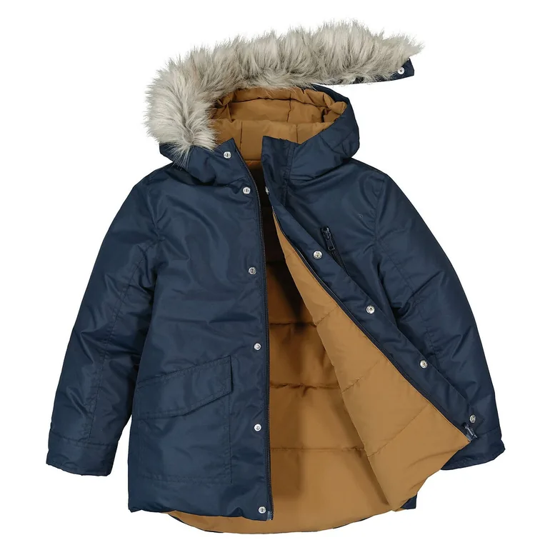 Recycled Hooded Reversible Parka with Faux Fur Trim - 4