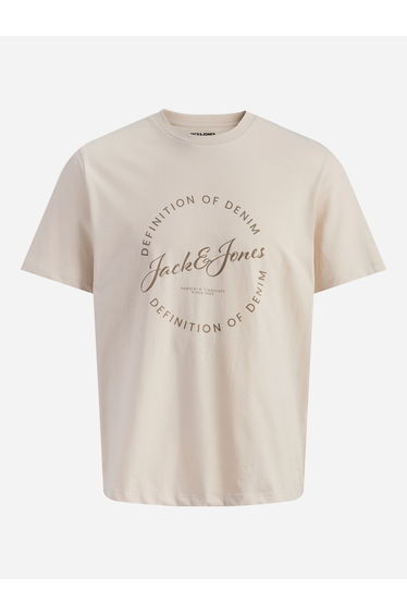 Cream Logo Print Cotton T-Shirt
