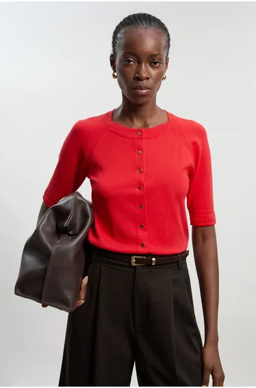 Viscose Blend Knitted Short Sleeve Cardigan