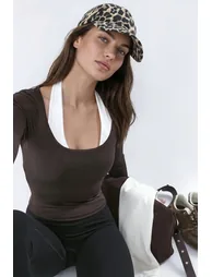 Halter Neck Padded Knit Sports Top - 1
