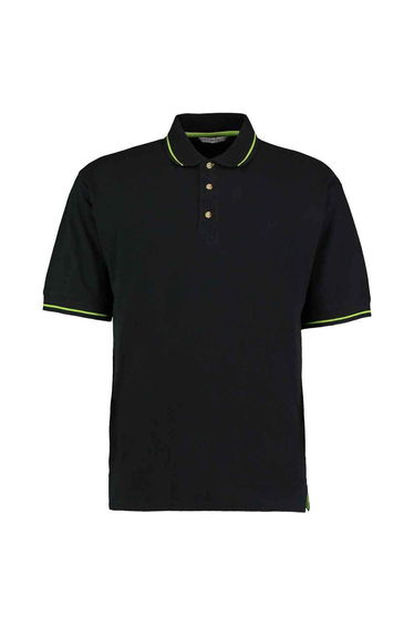 Kustom Kit Mens Polo Shirt - Black/Lime