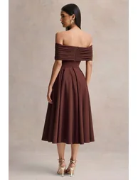 فستان كلوب ال لندن ميداكسي على شكل حرف A بلا أكتاف - 1