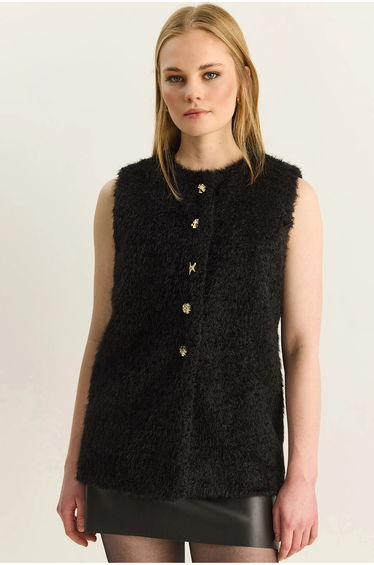 LUCCI Plush Waistcoat with Button Closure