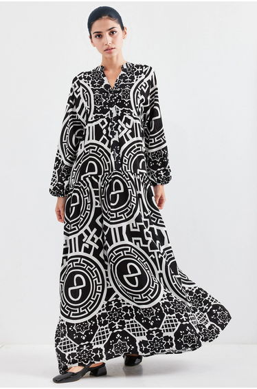 BDART Printed V-Neck Maxi Dress with Lining
