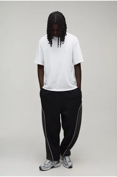 Baggy Fit Panelled Cuffed Jogger - black