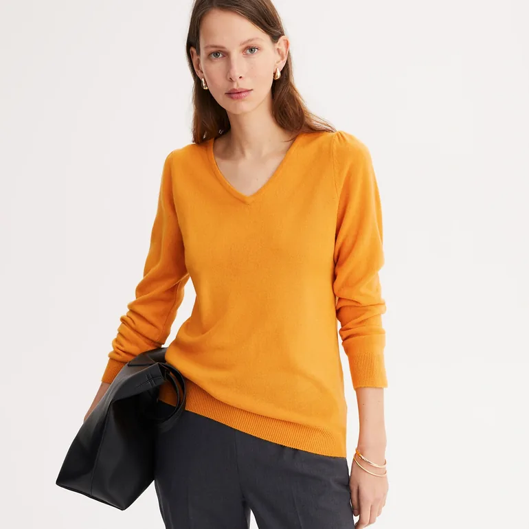 Fine Soft Knit Jumper/Sweater with V-Neck - 1