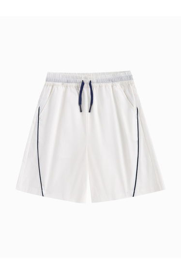 Boys' Casual Shorts - Contrast Color Line Details, Pockets And Elastic Waist With Drawstring