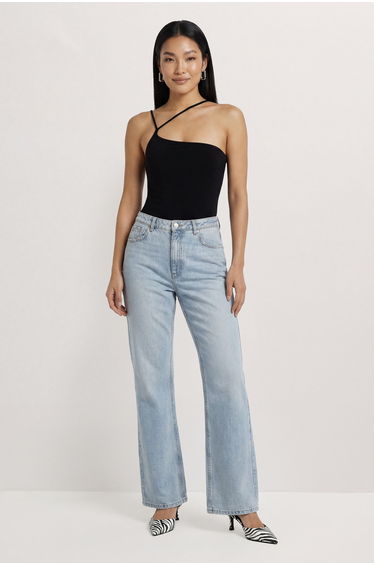 Slinky Double Strap Asymmetric Bodysuit