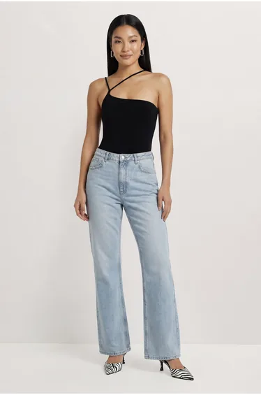 Slinky Double Strap Asymmetric Bodysuit