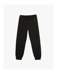 Jogger Sweatpants Zipper Detailed Raised Cotton