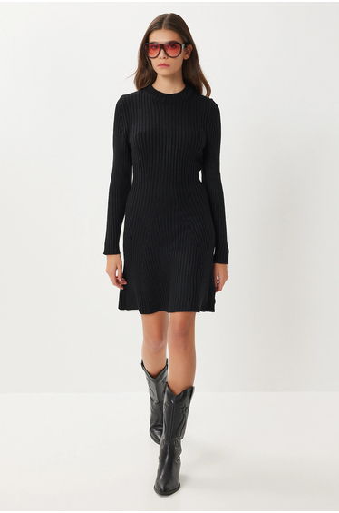 ISTANBUL Ribbed A-Line Knit Mini Dress