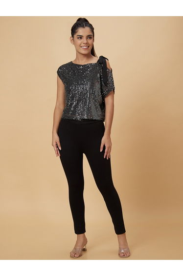 Women Black Embellished Top