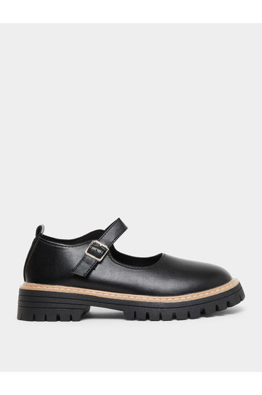 Color Block Metal Buckle Detail Thick Sole Loafers