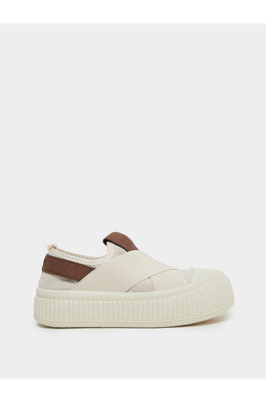 Boys Cream Canvas Thick Sole Casual Shoes