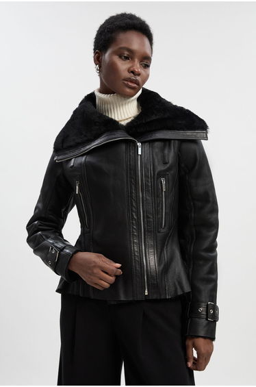 Shearling High Low Jacket