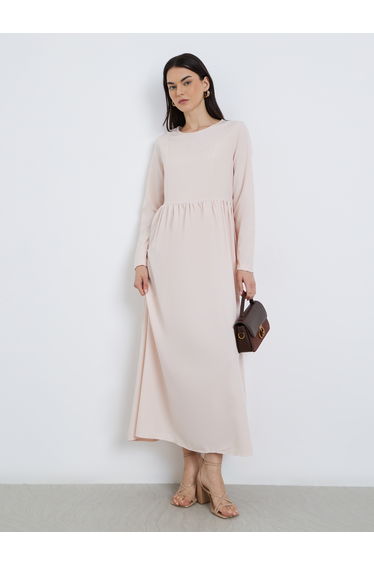 Elegant Pink Maxi Dress with Long Sleeves