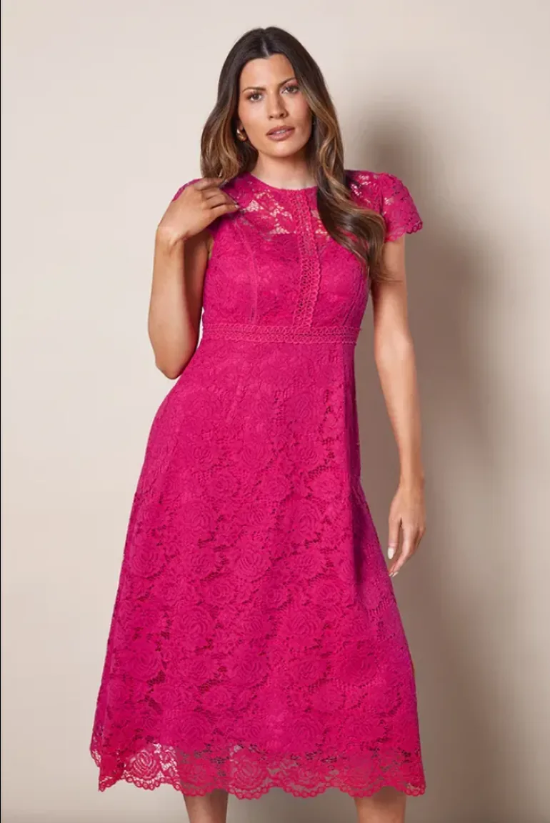Lace Fit And Flare Midi Dress - 1