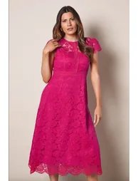 Lace Fit And Flare Midi Dress - 1
