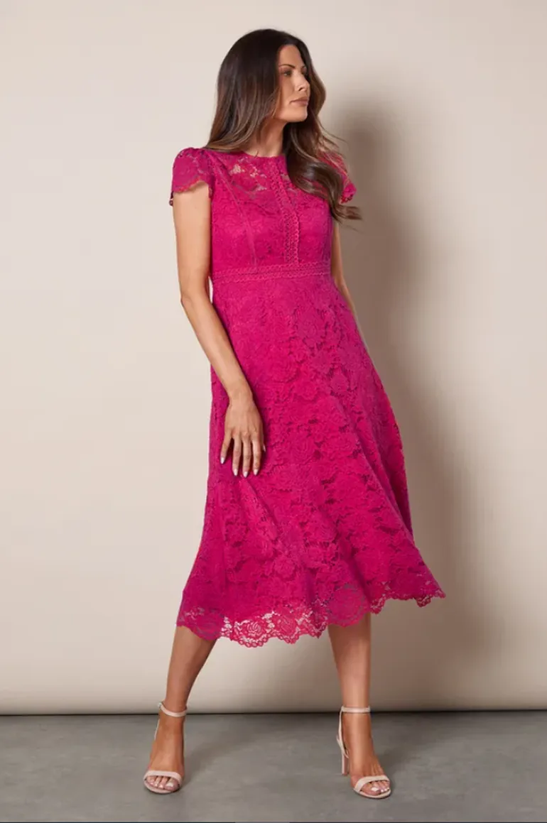 Lace Fit And Flare Midi Dress