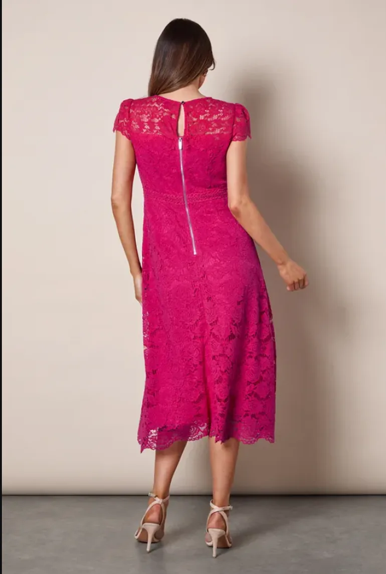 Lace Fit And Flare Midi Dress - 2